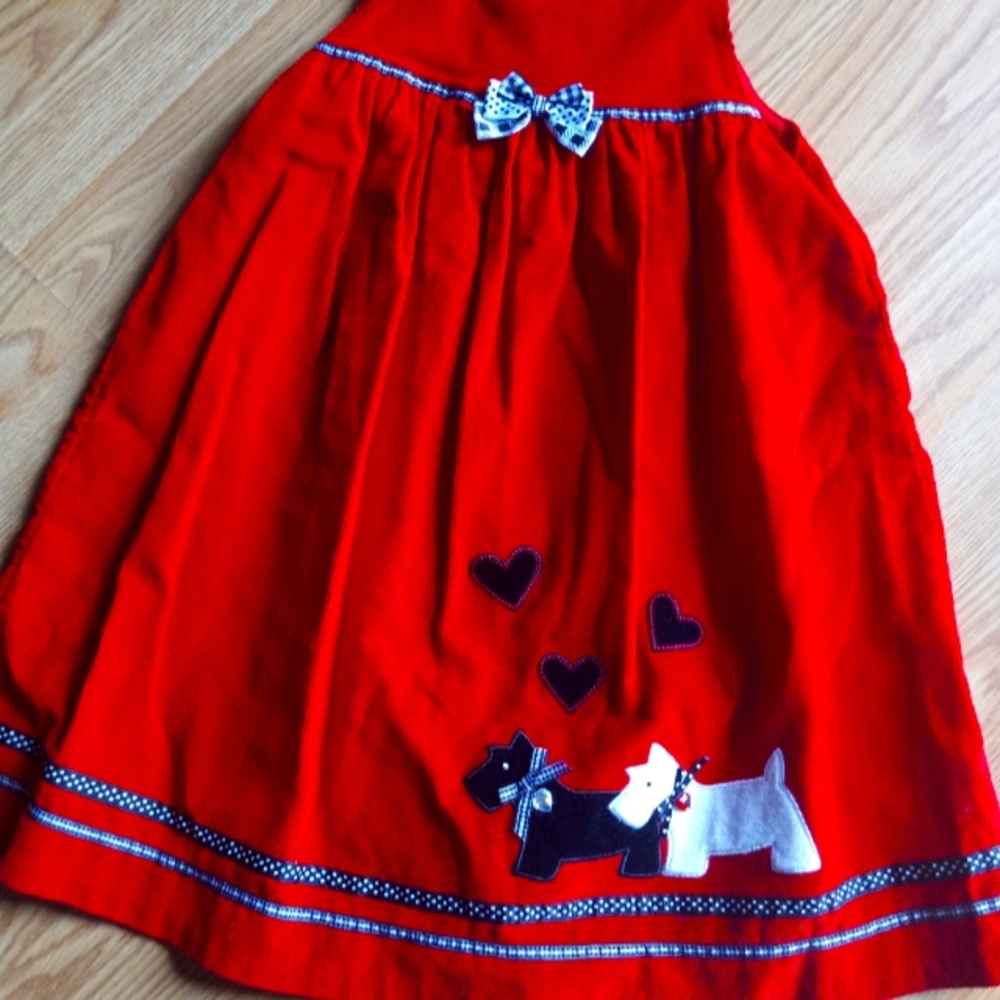 Girls red corduroy jumper size 5